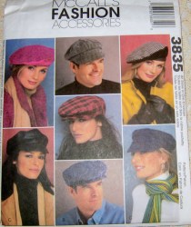 3835  McCalls MR MS CHAUFFEUR DRIVER, FISHING, NEWSBOY CAP, BERET PATTERN uncut